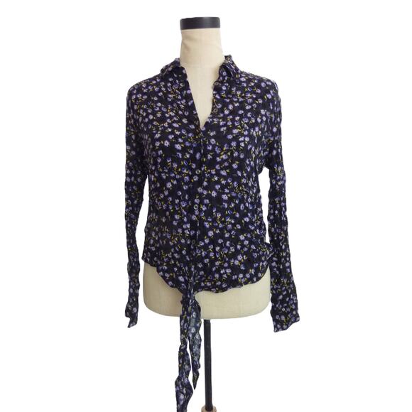 Banana Republic Women Tie Front S Ditsy Floral Print - Picture 1 of 6